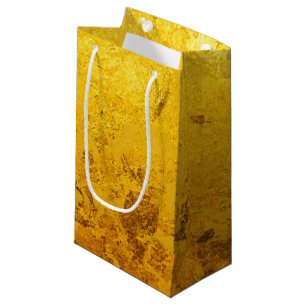 PURE GOLD LEAF Pattern + your text / photo Small Gift Bag