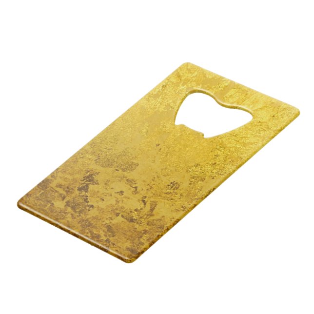 PURE GOLD LEAF Pattern + your text / photo Wallet Bottle Opener (Front Angled)