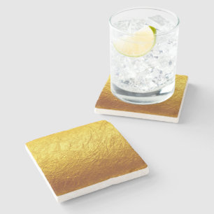 PURE GOLD Paper Pattern + your text / image Stone Coaster