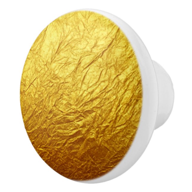 PURE GOLD PAPER Pattern + your text / photo Ceramic Knob (Right)