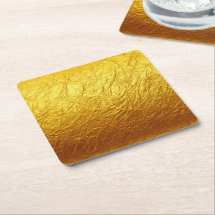 PURE GOLD PAPER Pattern + your text / photo Square Paper Coaster