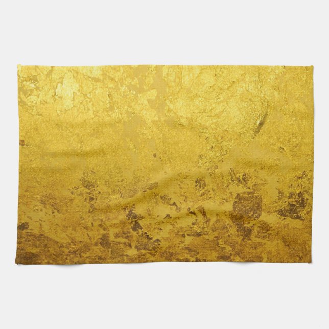 PURE GOLD pattern / gold leaf Kitchen Towel (Horizontal)