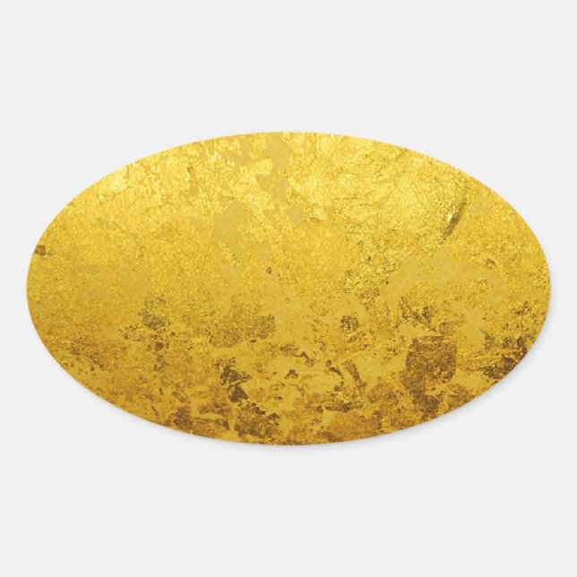 PURE GOLD pattern / gold leaf Oval Sticker (Front)