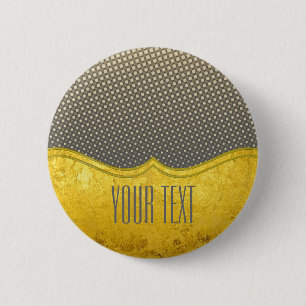 PURE GOLD pattern / gold leaf + your photo & text 2 Inch Round Button
