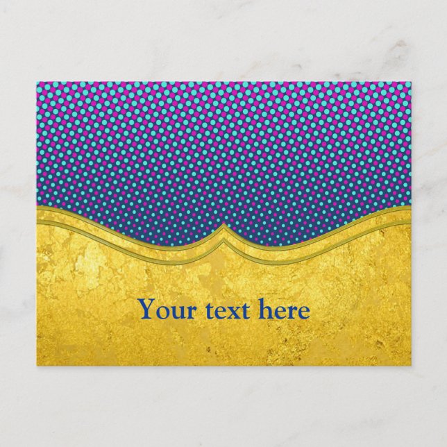 PURE GOLD pattern / gold leaf + your photo & text Postcard (Front)