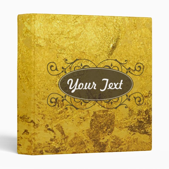 PURE GOLD pattern / gold leaf + your text / image Binder (Front/Spine)