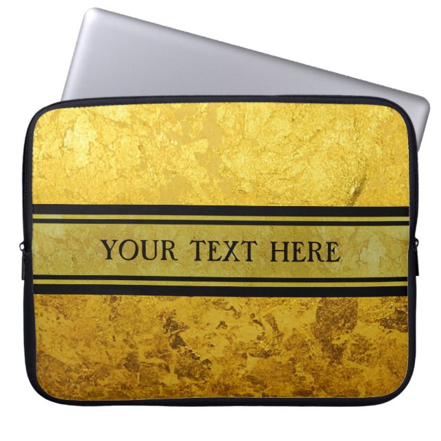 PURE GOLD pattern / gold leaf + your text Laptop Sleeve (Front)