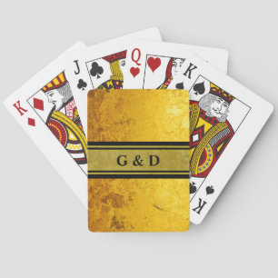 PURE GOLD pattern / gold leaf + your text Playing Cards