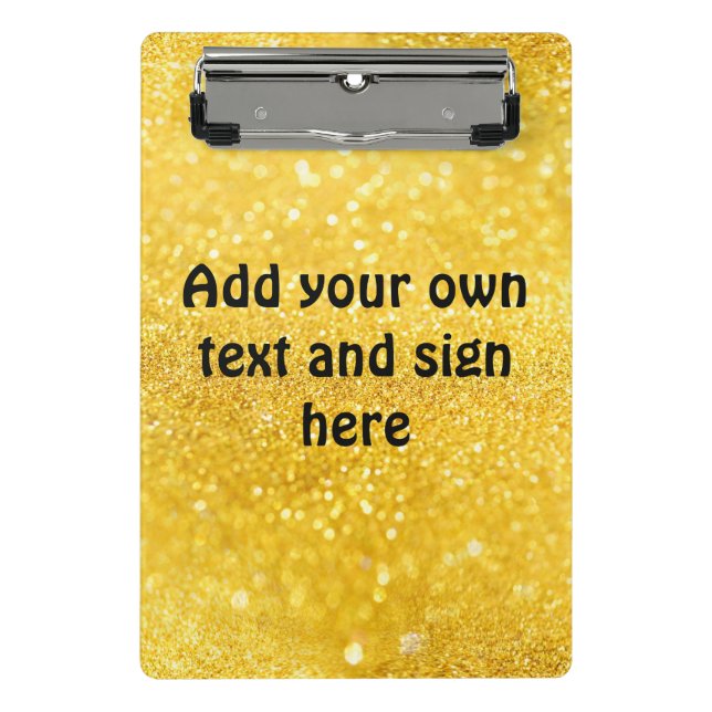 PURE GOLD Sparkles Pattern + your text / ideas Mini Clipboard (Front)