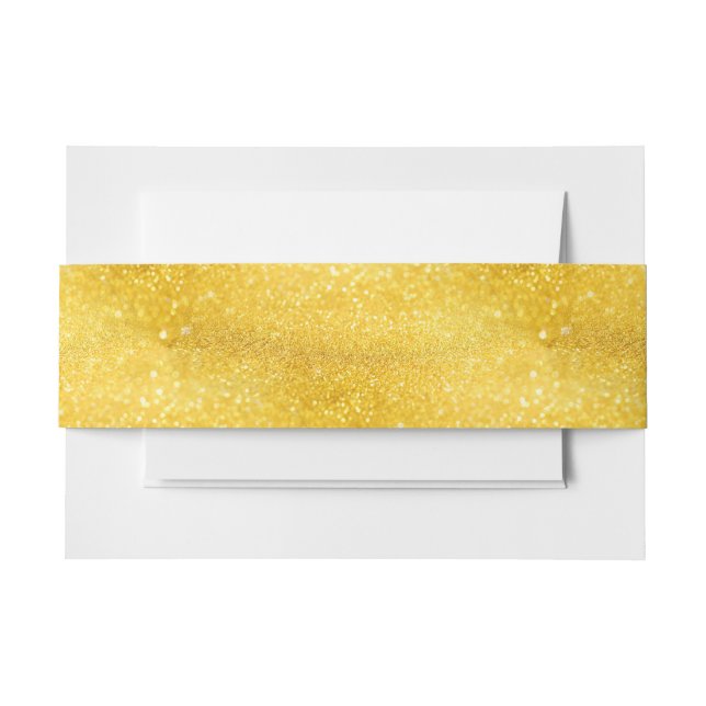 PURE GOLD Sparkles Pattern + your text / photo Invitation Belly Band (Front Example)