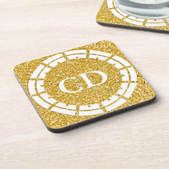 PURE GOLD Splatter Pattern + your image Coaster (Left Side)