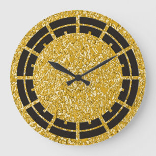 PURE GOLD Splatter Pattern + your image Large Clock