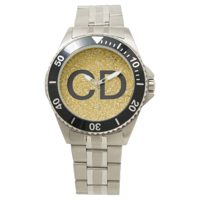 PURE GOLD Splatter Pattern + your image & monogram Watch (Front)