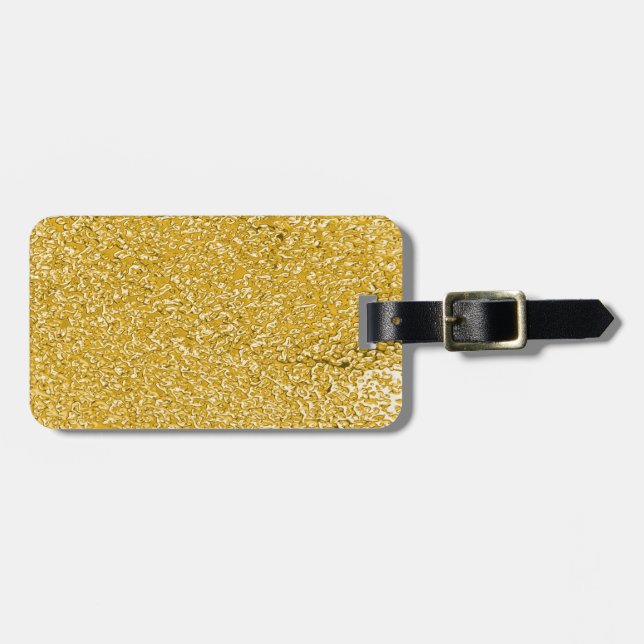 PURE GOLD Splatter Pattern + your text Luggage Tag (Front Horizontal)