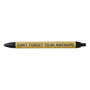 PURE GOLD Splatter Pattern + your text / photo Black Ink Pen