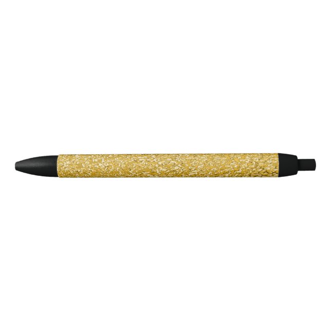 PURE GOLD Splatter Pattern + your text / photo Black Ink Pen (Front)