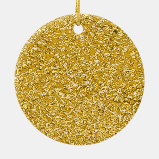 PURE GOLD Splatter Pattern + your text / photo Ceramic Ornament (Back)