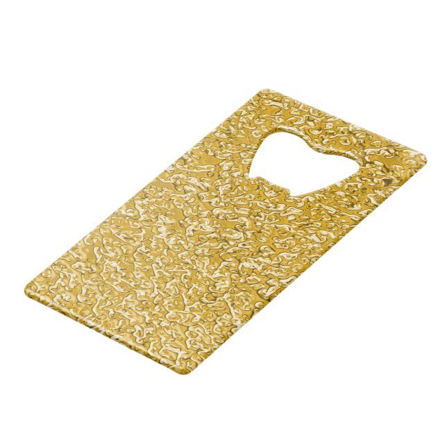 PURE GOLD Splatter Pattern + your text / photo Wallet Bottle Opener (Front Angled)