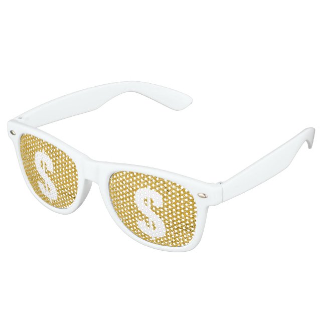 PURE GOLD Splatter Pattern + your text Retro Sunglasses (Angled)