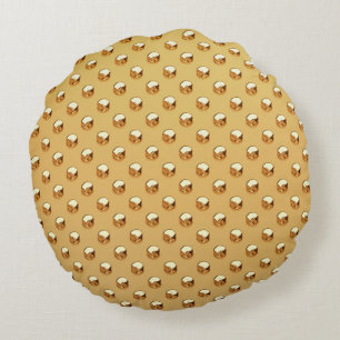 PURE GOLDEN PEARLS Pattern + your text / photo Round Pillow