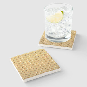 PURE GOLDEN PEARLS Pattern + your text / photo Stone Coaster