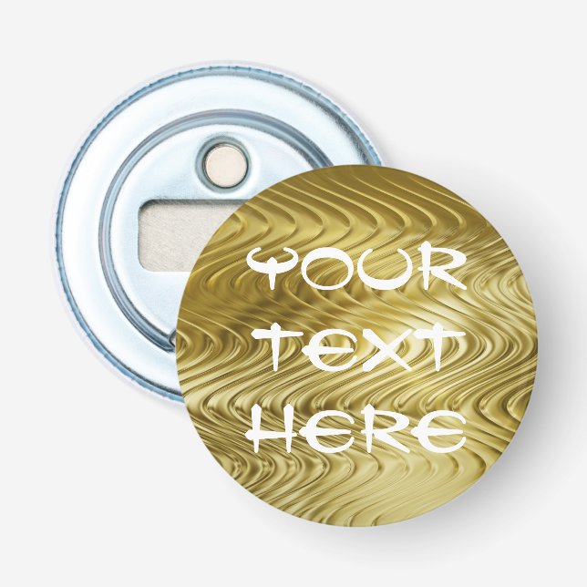 PURE GOLDEN WAVES Pattern + your text Bottle Opener (Front)