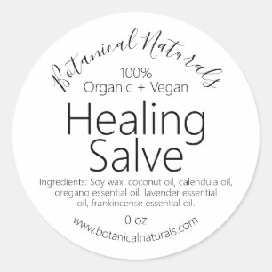 Pure Handmade Organic Vegan Healing Balm Labels