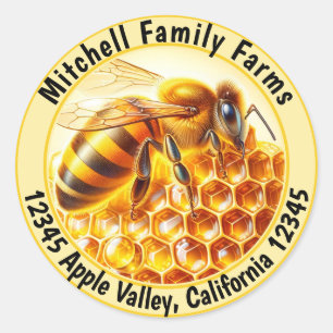 Pure Honey Bee Lable Classic Round Sticker