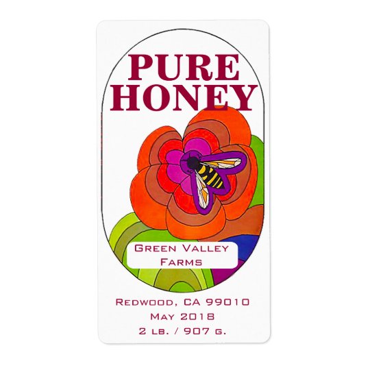 Pure Honey Jar 2 lbs./907 g. Shipping Label