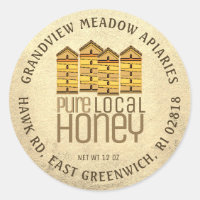 Pure Local Honey Label with Hives Distressed Gold