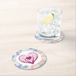 Pure love as a Flower Round Paper Coaster