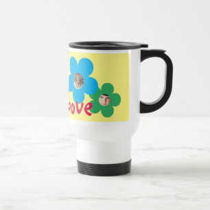 PURE LOVE FUN FLOWER FACES Fully Customizable Travel Mug
