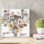 Pure Love Heart 36 Photo Collage Small Square Canvas Print<br><div class="desc">Create your own heart shaped Photo Collage with 36 of your favourite family pics and selfies. The collage comprises a variety of landscape, portrait and square shapes to give you plenty of options when placing your own photo. The design is complete with "Pure Love" which is lettered in elegant handwritten...</div>
