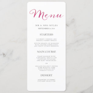 Pure Love Watercolor Mariage Menu / Rose