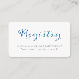 Pure Love Watercolor Registry Cards / Ocean Blue