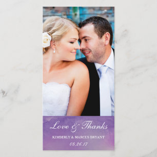 Pure Love / Watercolor Wedding Photo Card / Violet