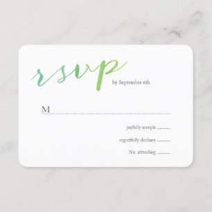 Pure Love Watercolor Wedding RSVP / Lime Emerald Card