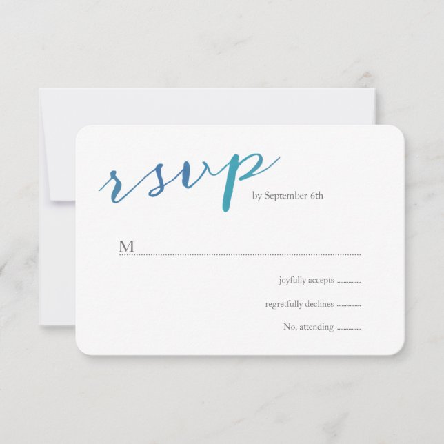Pure Love Watercolor Wedding RSVP / Ocean Blue (Front)