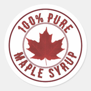 Pure Maple Syrup with Red Leaf Product Sticker