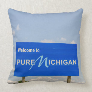 Pure Michigan Welcome Sign Throw Pillow