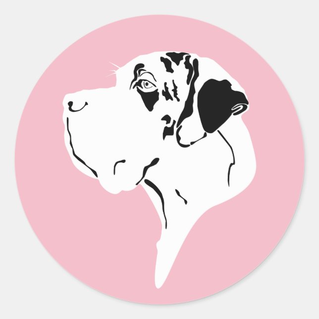 Pure Modern Minimalist Great Dane Classic Round Sticker (Front)