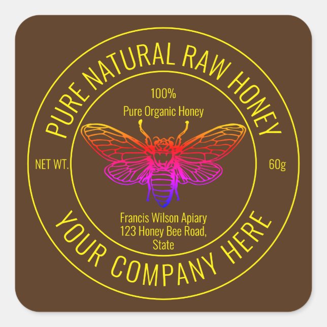 Pure Natural Honey Label  Sticker (Front)