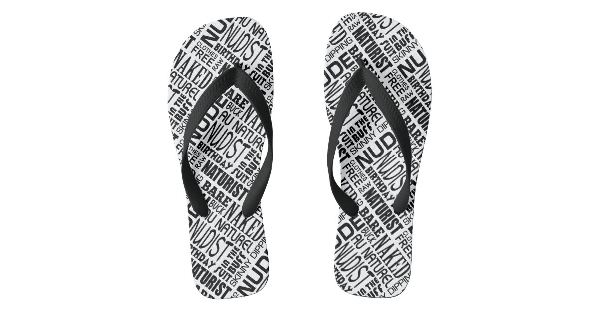 Pure Nudism, Nudist, Naturist, Print Flip Flops | Zazzle.ca