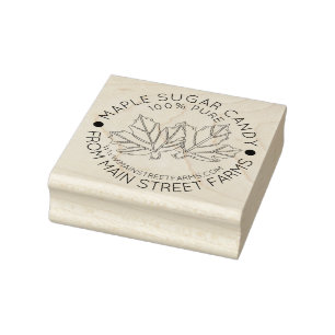 Pure Organic Maple Sugar Syrup Candy Leaf Leaves Rubber Stamp