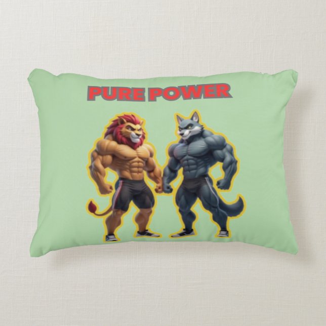Pure Power – Strong Animal Muscle Cartoon Design Accent Pillow (Front)