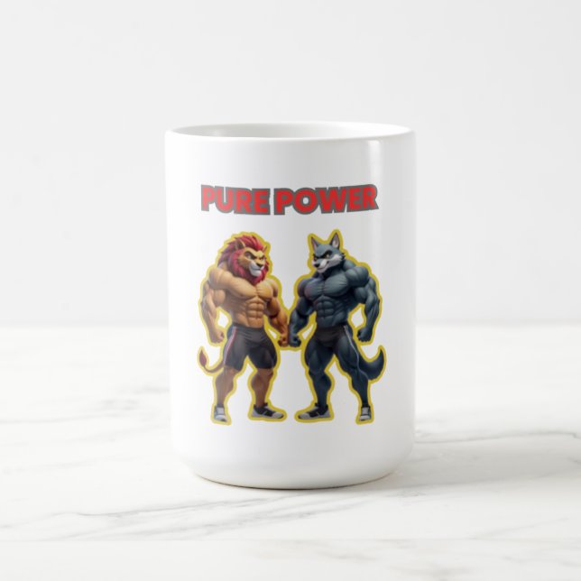 Pure Power – Strong Animal Muscle Cartoon Design Coffee Mug (Center)