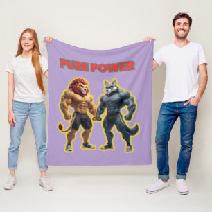 Pure Power – Strong Animal Muscle Cartoon Design Fleece Blanket