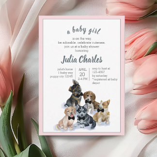 Pure Puppy | Black Tie Elegant Cute Baby Shower Invitation