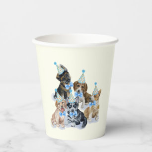 Pure Puppy Dog Theme Blue Birthday Supplies Paper Cups