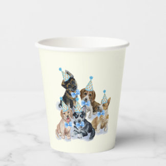 Pure Puppy | Dog Theme Blue Birthday Supplies Paper Cups